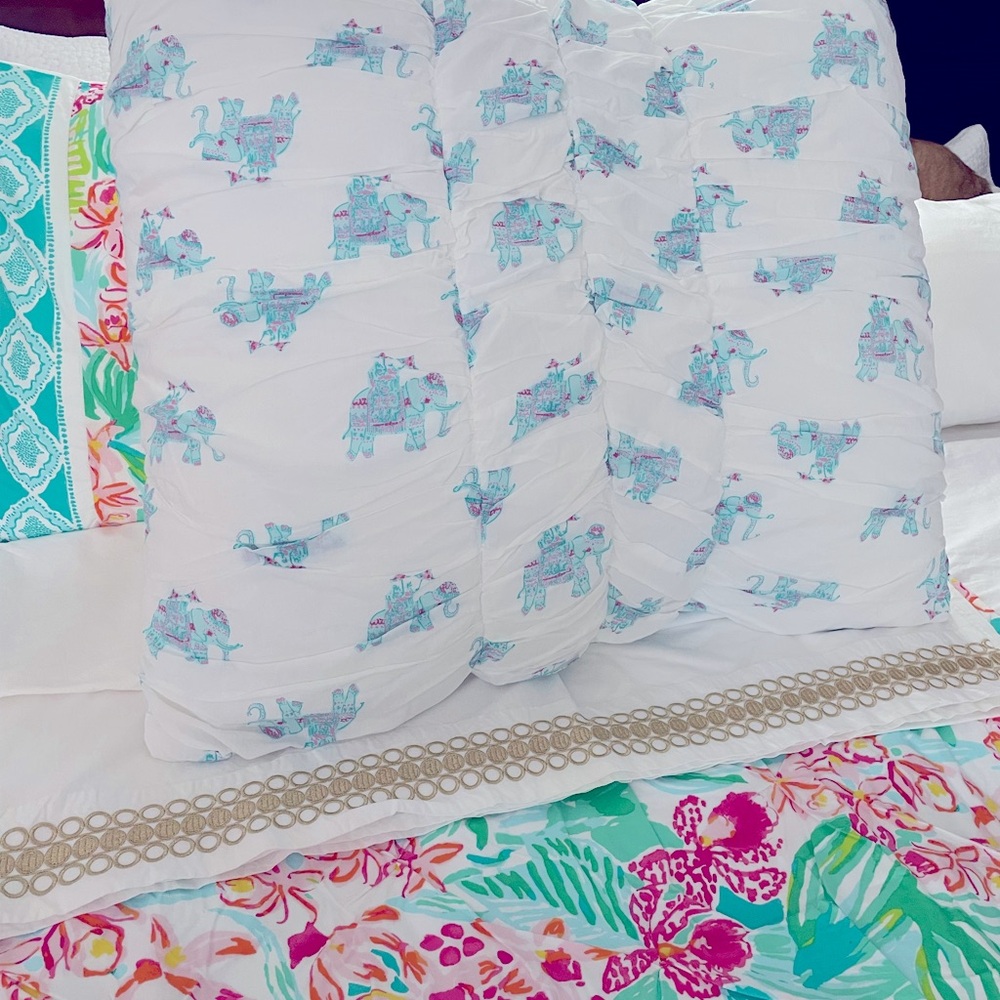 Lilly Pulitzer Euro Quilted and Ruched Elephants Sham